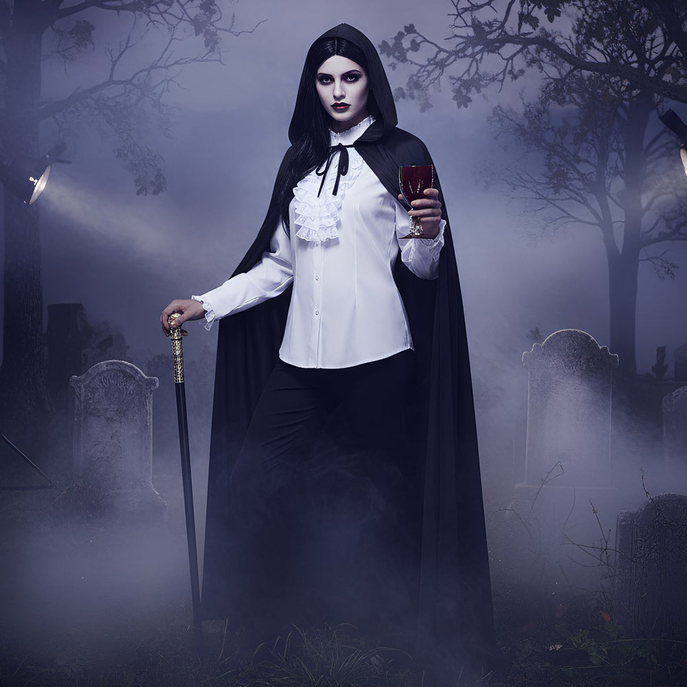 Black Cape With Hood - 140cm