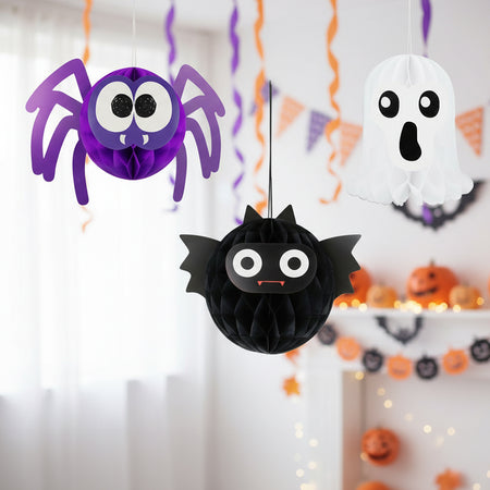 Hanging Halloween 3D Paper Decorations - Pack of 3