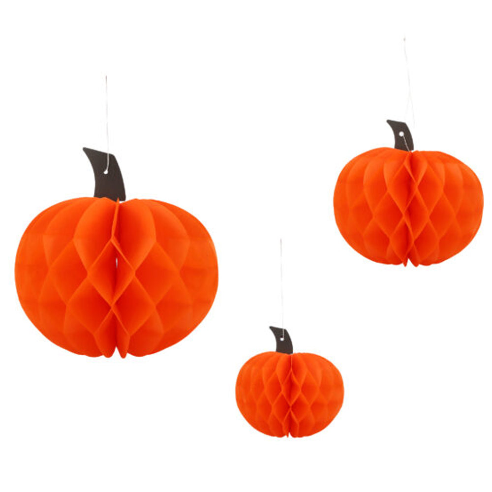 Hanging Pumpkin Paper Decorations - Pack of 3