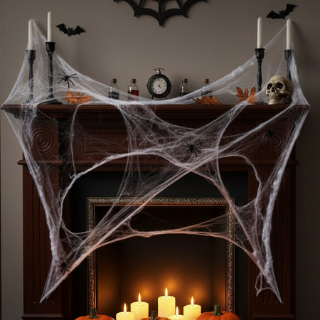 Stretchy Spider Web With 3 Spiders - 20g