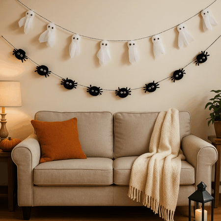 Plush Halloween Garland - 2 Assorted Designs - 1.5m - Each