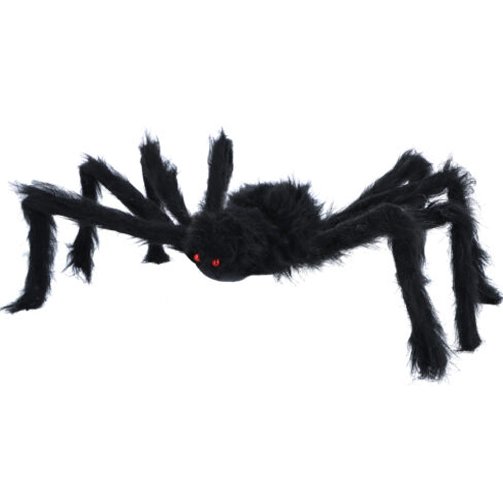 Large Furry Spider Halloween Decoration With Red Eyes - 72cm
