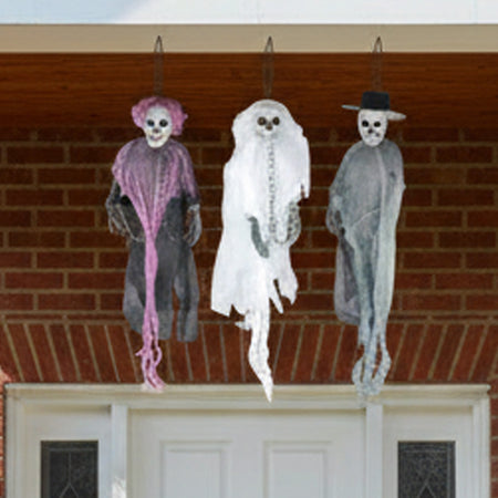 Hanging Ghost Skeleton Halloween Decoration Props - 3 Assorted Designs - 36cm - Each