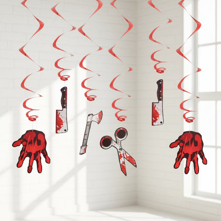 Halloween Bloodied Hanging Spiral Decorations - Pack of 6