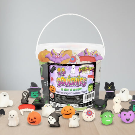 Assorted Halloween Squishies in a Bucket - 25 Pieces