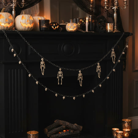 Halloween Chain Decoration with Hanging Skeletons - 2 Assorted - 1.4m - Each