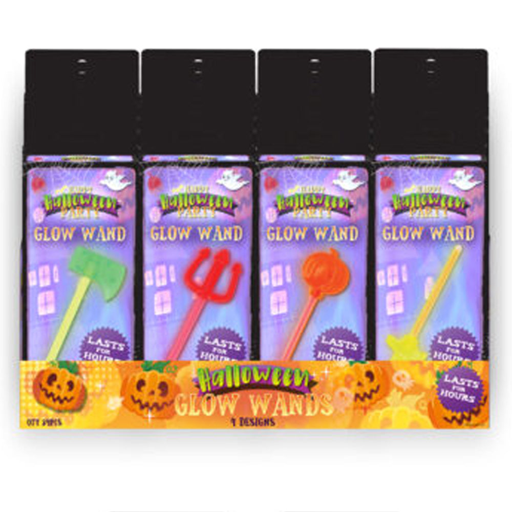 Halloween Glow In The Dark Wand - 4 Assorted Designs - 20cm - Each