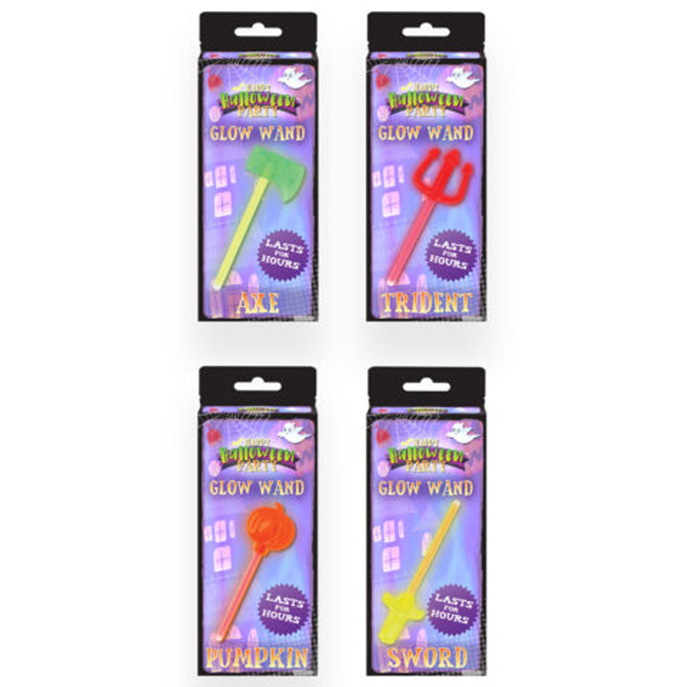 Halloween Glow In The Dark Wand - 4 Assorted Designs - 20cm - Each