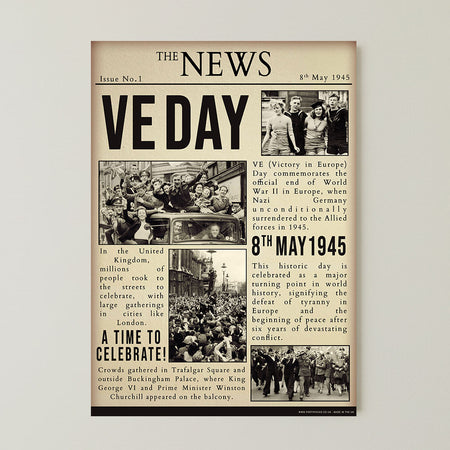 VE Day Newspaper Poster - A3