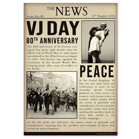 VJ Day 80th Anniversary Newspaper Poster - A3