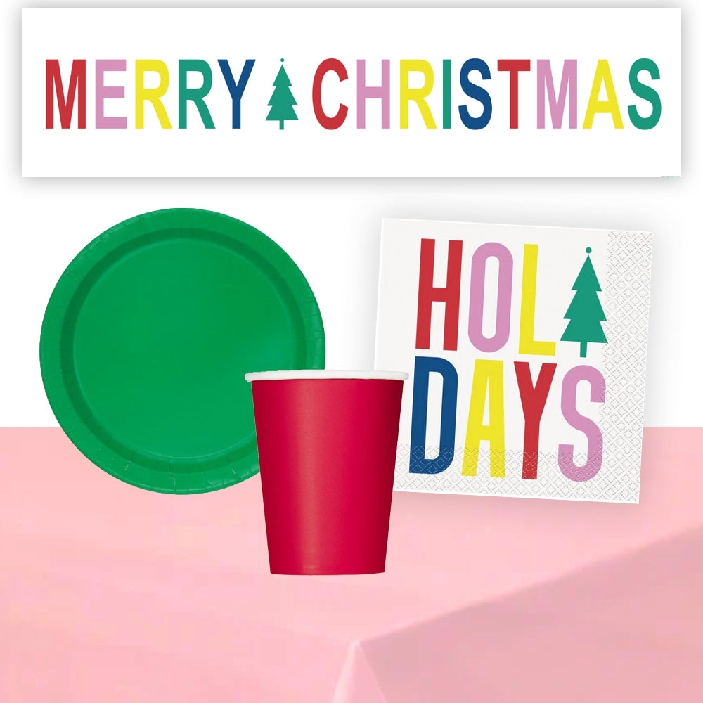 Vibrant Christmas Tableware Pack For 8 People With FREE Banner!