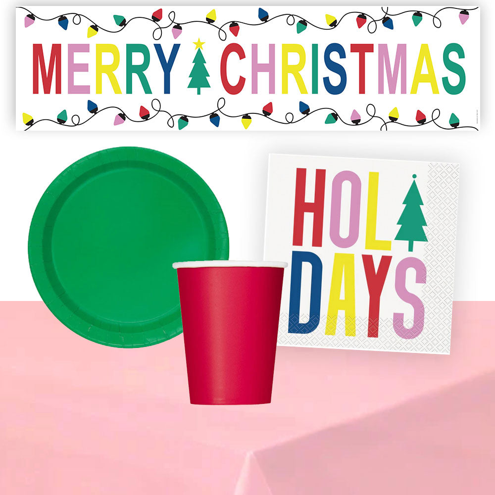 Vibrant Christmas Tableware Pack For 8 People With FREE Banner!