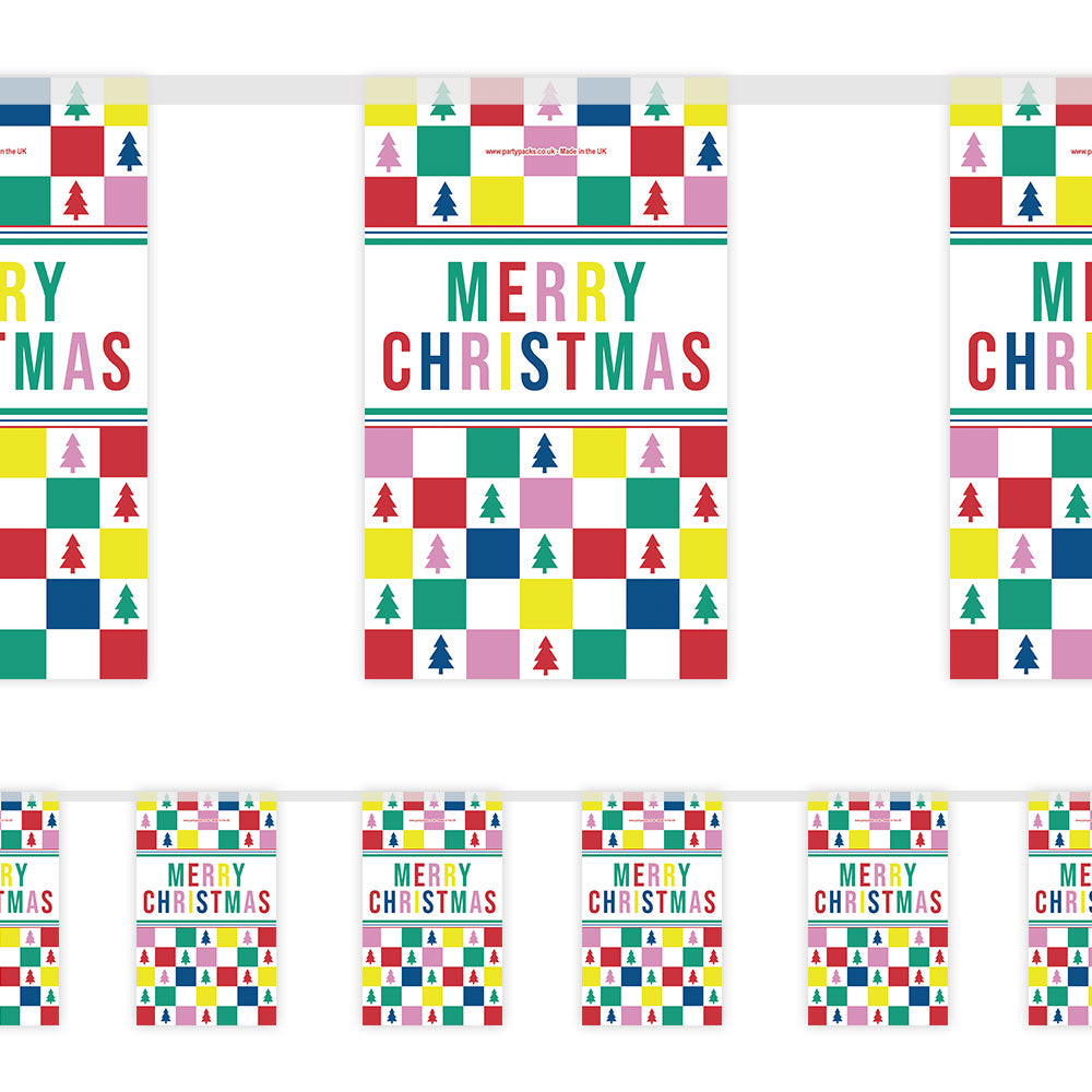 Vibrant Christmas Paper Bunting Decoration - 2.4m