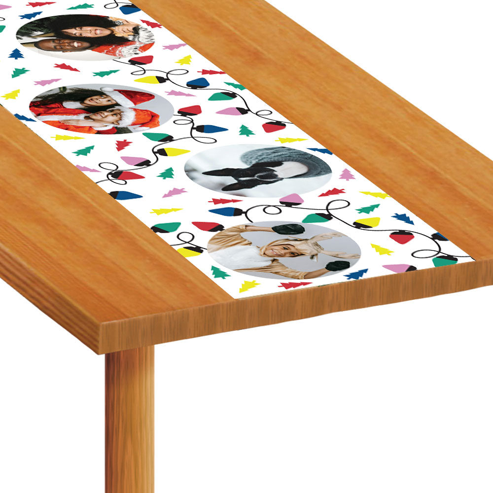 Personalised Vibrant Christmas Multi Photo Table Runner - 120cm x 30cm
