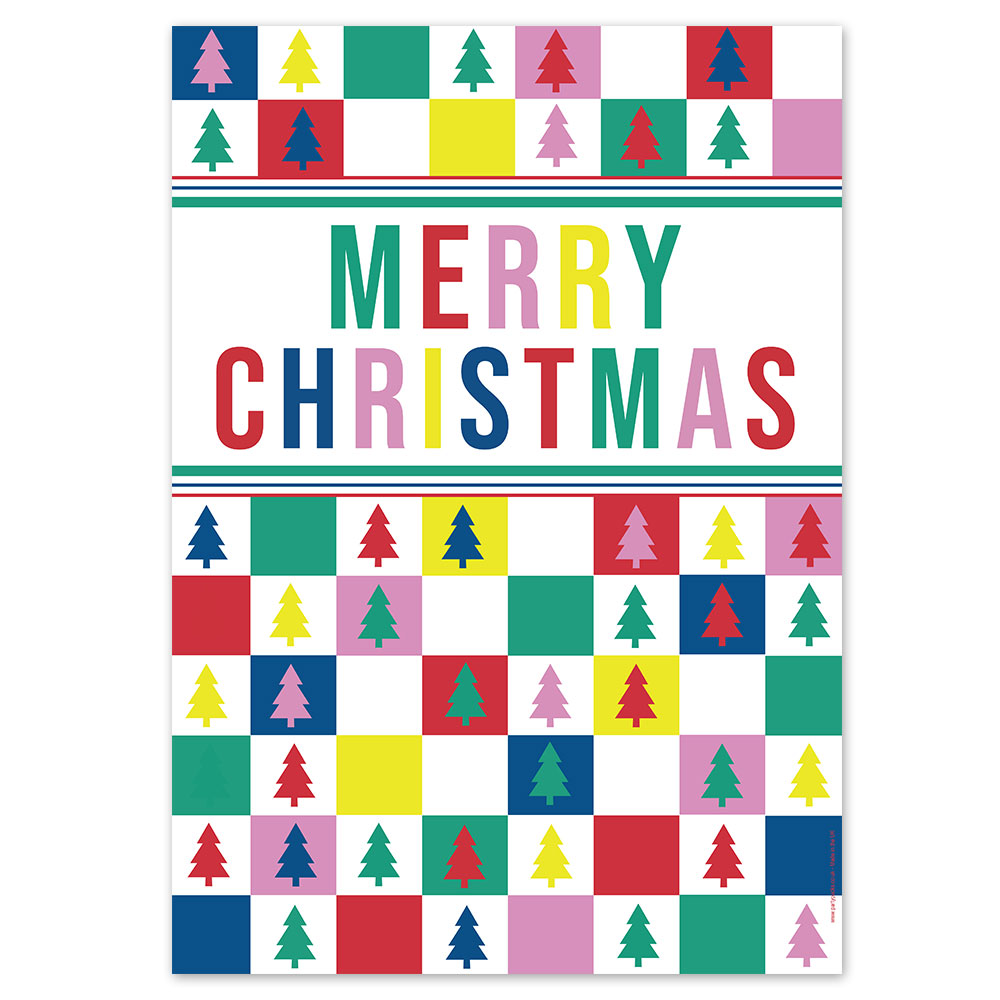Vibrant Christmas Geometric Pattern Poster - A3