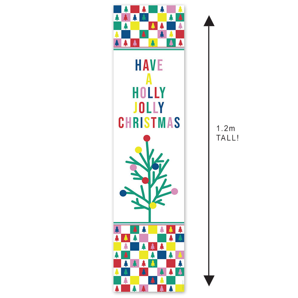 Vibrant Christmas Holly Jolly Portrait Banner - 30cm x 120cm