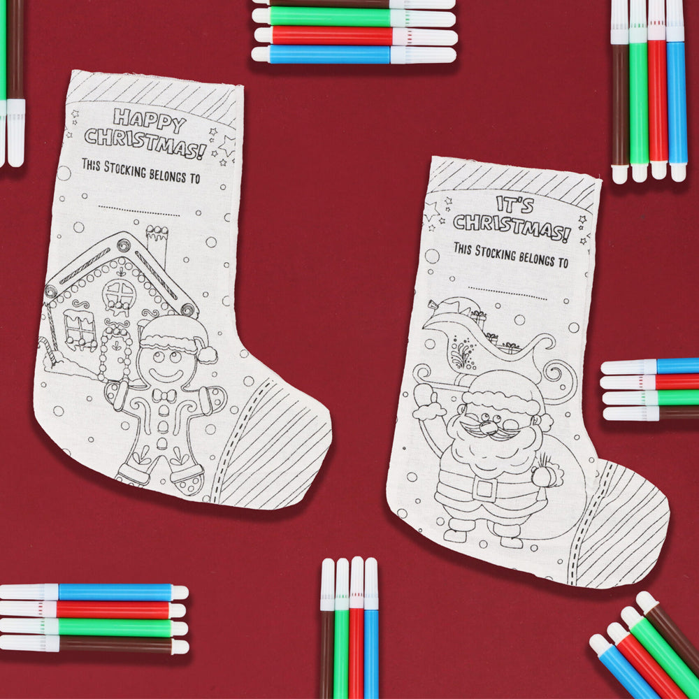 Colour in Your Own Christmas Stocking - Assorted Designs - 36cm - Each