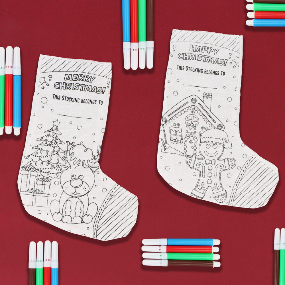 Colour in Your Own Christmas Stocking - Assorted Designs - 36cm - Each