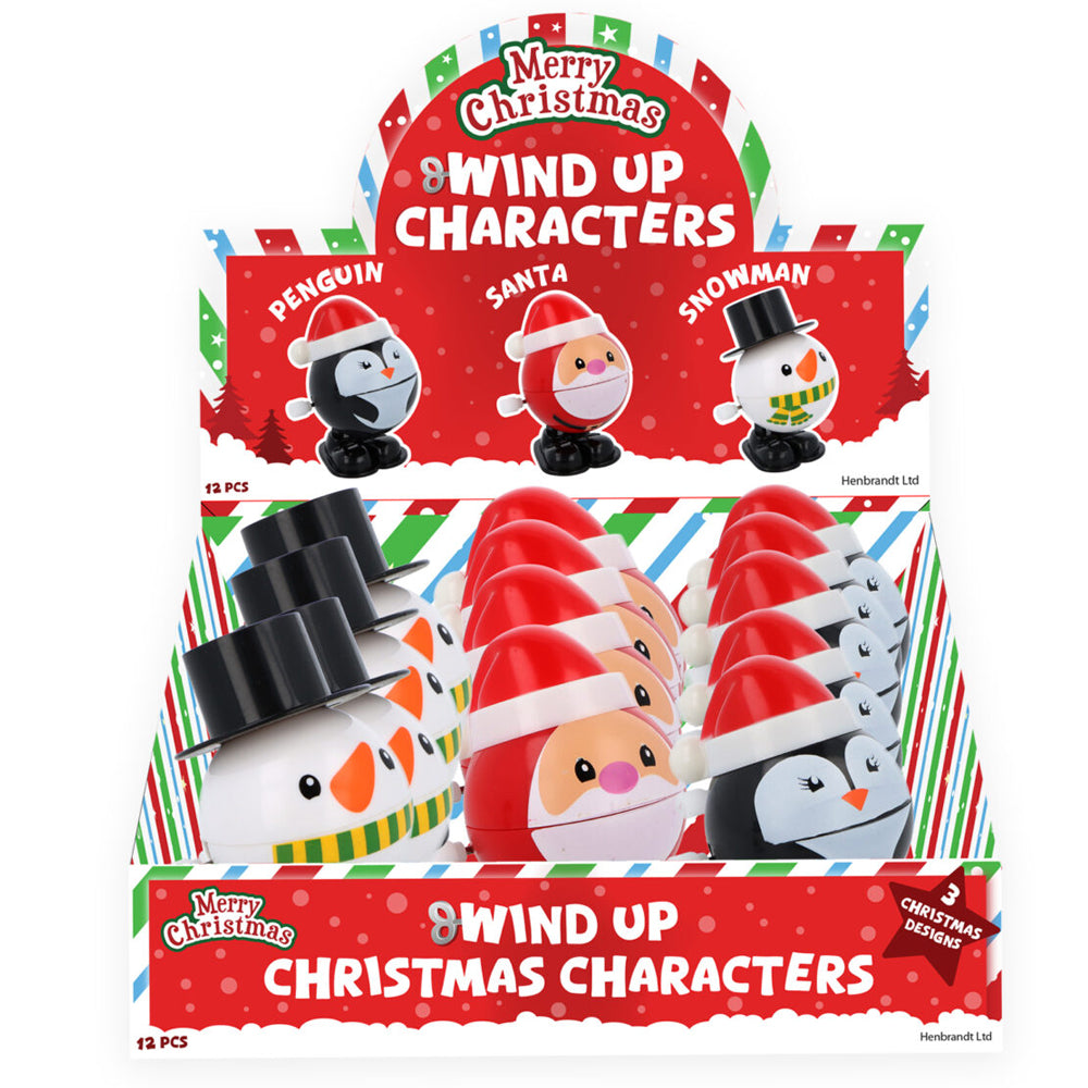 Clockwork Wind Up Christmas Characters - 6.5cm Festive Toys - Party Packs