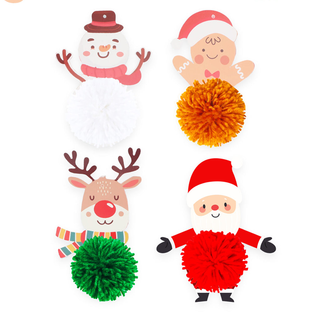 Make Your Own Pom-Pom Christmas Characters - Pack of 4