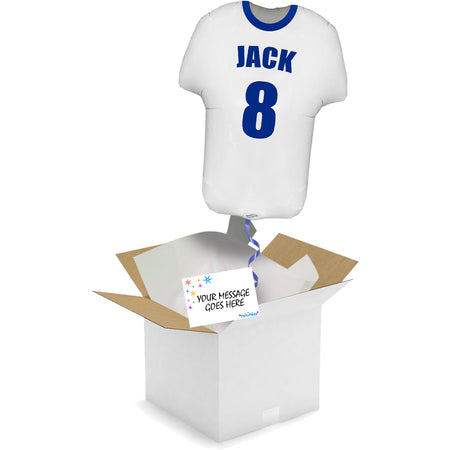 Personalised Inflated White Sports Shirt Foil Balloon in a Box - 24