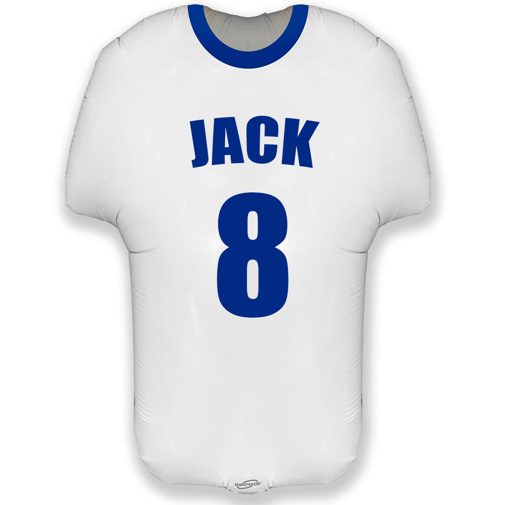 Personalised Inflated White Sports Shirt Foil Balloon in a Box - 24"