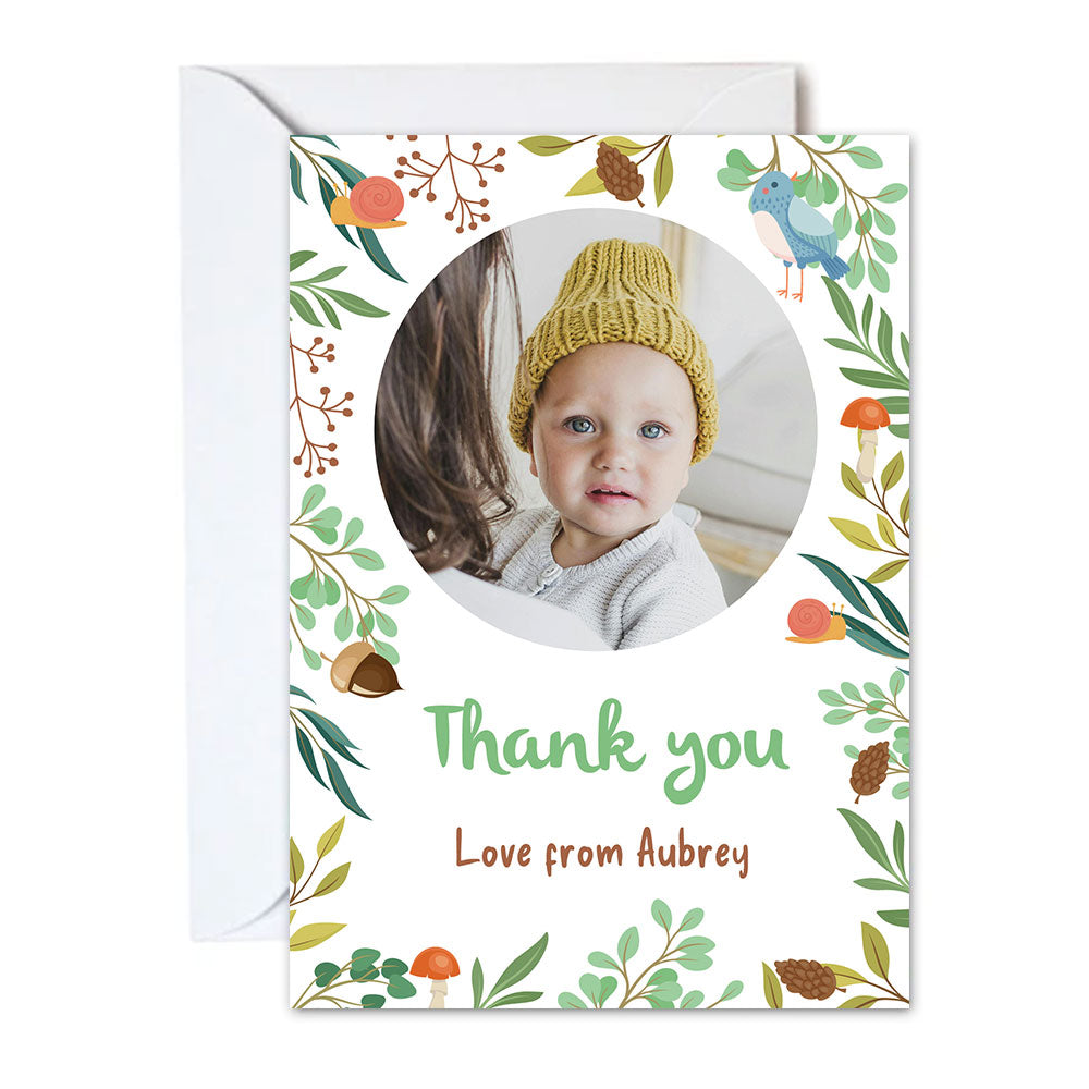 Woodland Personalised Thank You Cards - Pack of 8