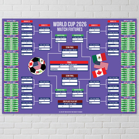 World Football 2026 Fixtures Poster - A3
