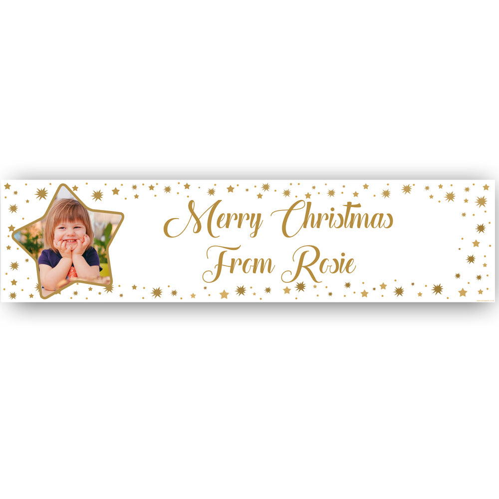 Gold Stars Personalised Photo Banner - 1.2m