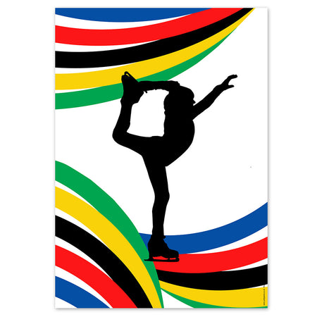 Traditional Winter Games Ice Skater Silhouette Poster - A3