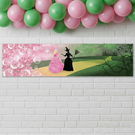 Witches Of Oz Green & Pink Themed Banner - 120cm x 30cm
