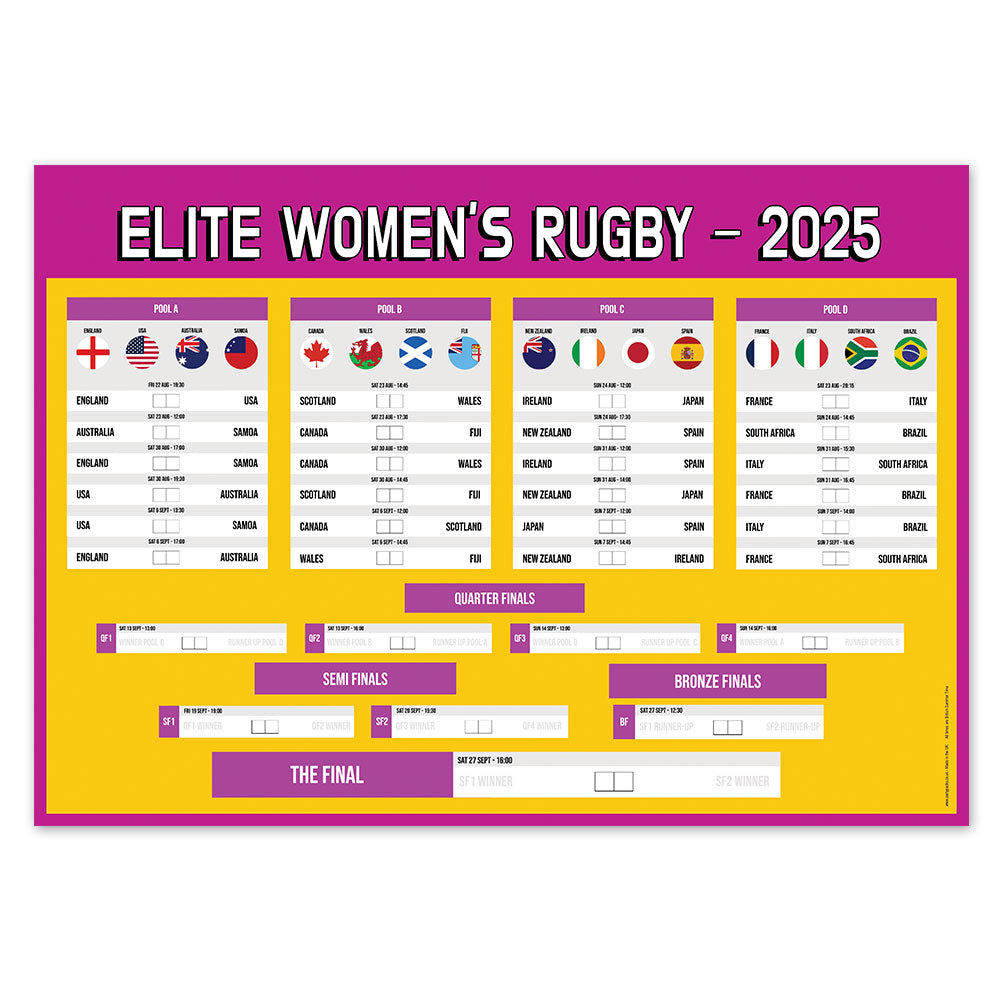 Women's World Rugby 2025 Fixtures Poster Decoration - A3
