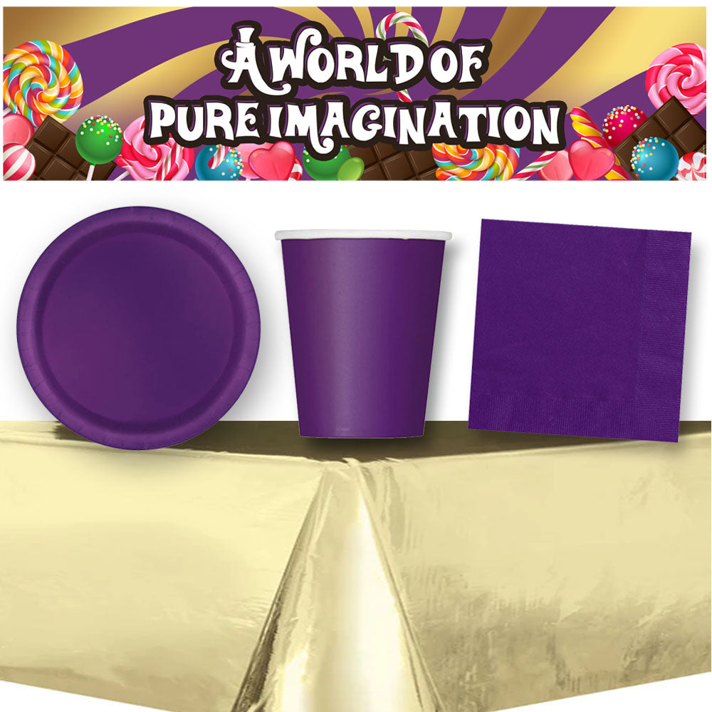 Wonka Party Tableware Pack for 8 with FREE Banner!
