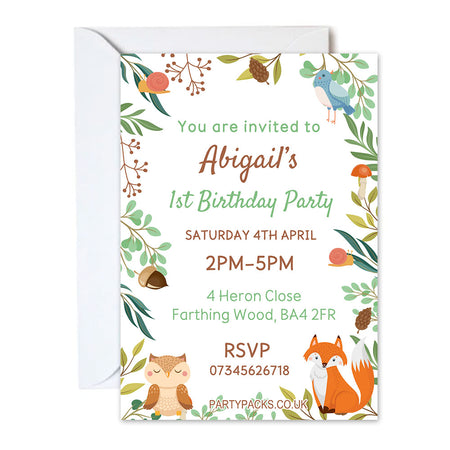 Woodland Personalised Invitations - Pack of 16