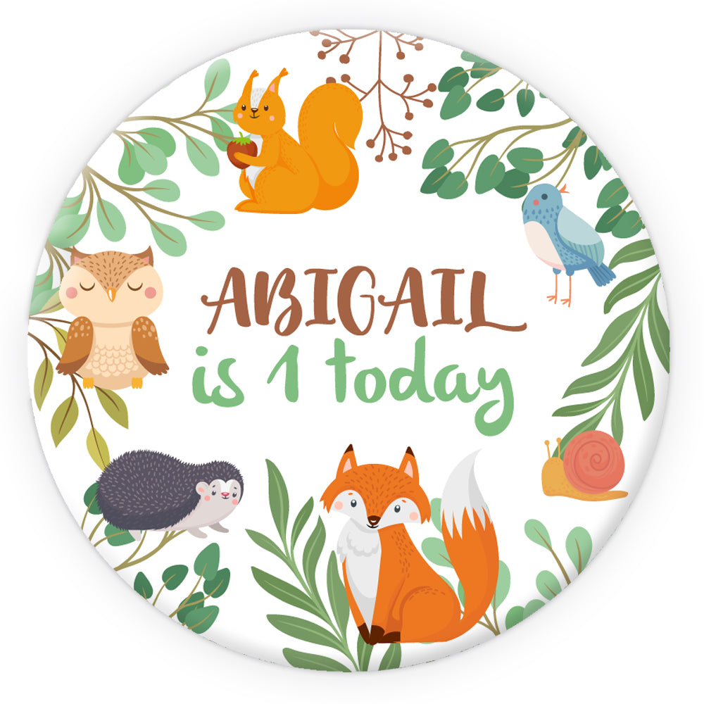 Personalised Badge - Woodland Animals - 58mm