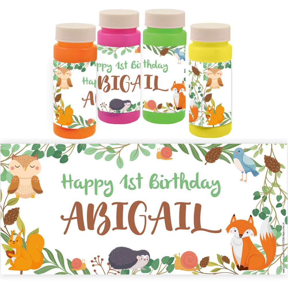 Personalised Bubbles - Woodland Animals - Pack of 8