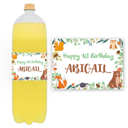 Woodland Animals Personalised Drinks Bottle Labels - Sheet of 4