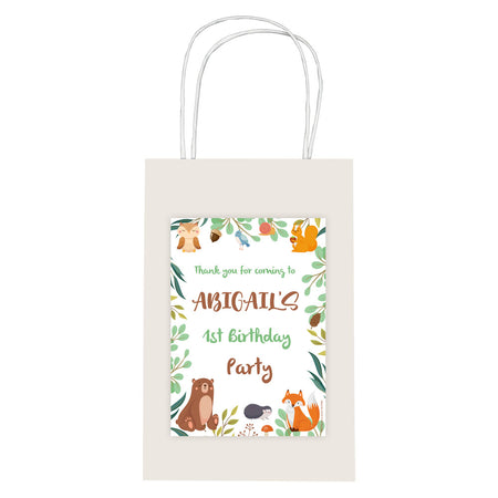 Woodland Animals Personalised Paper Party Bags - Pack of 12