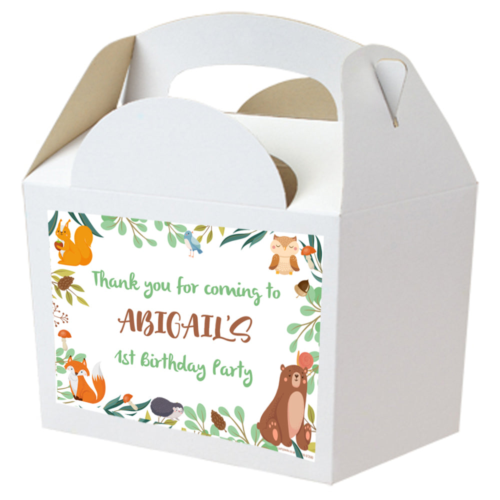 Woodland Animals Personalised Party Favour Box Kit - Pack of 4