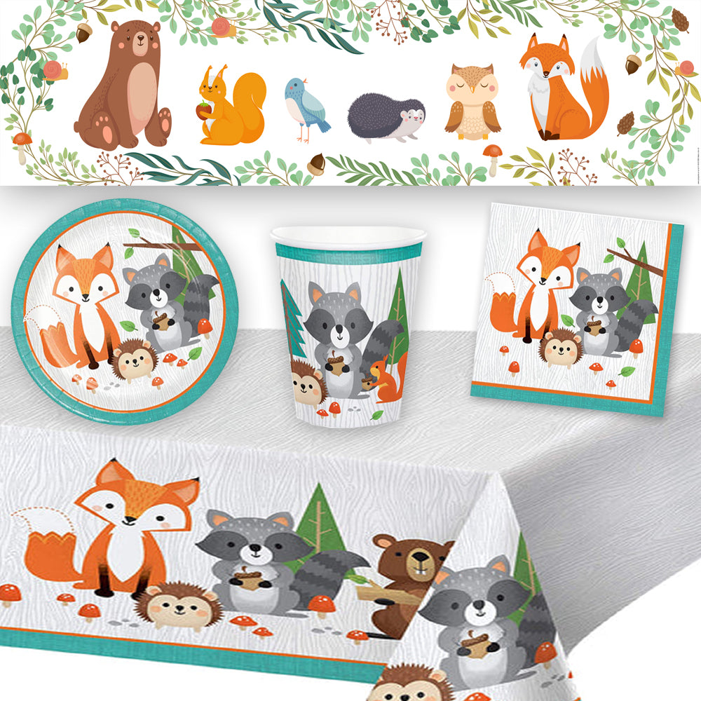 Woodland Animals Tableware Pack for 8 With FREE Banner!