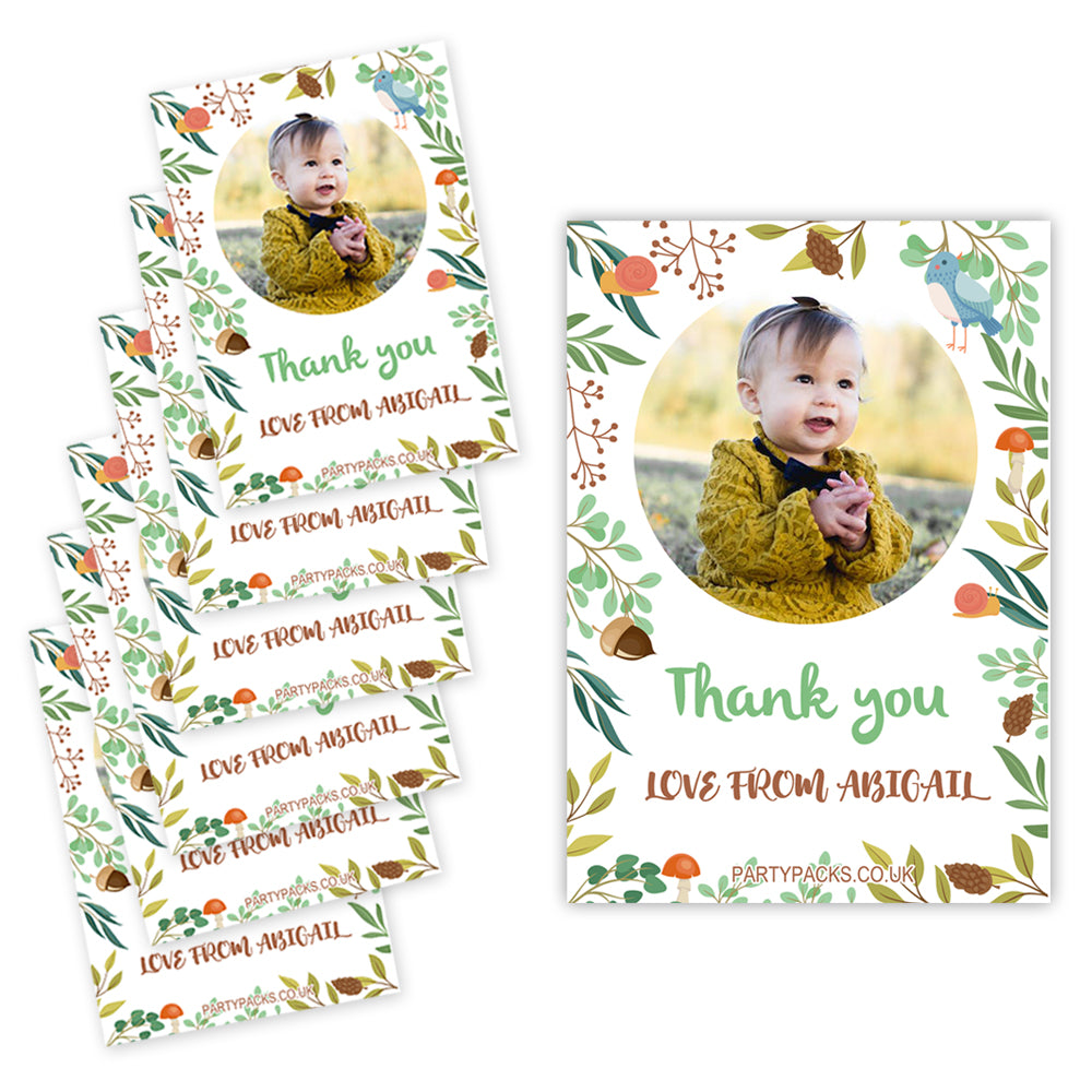 Woodland Animals Personalised Thank You Cards - Pack of 8