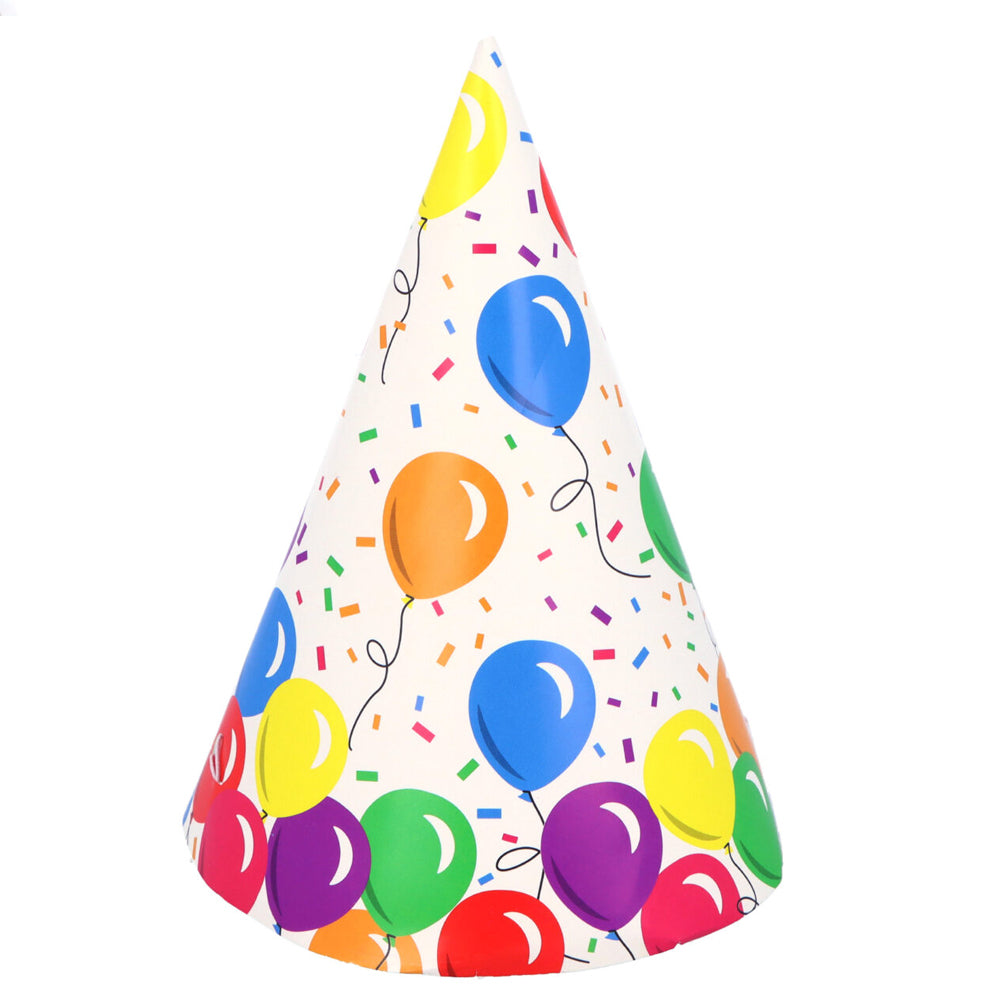 Balloon Rainbow Colour Cone Party Hats  - 16cm - Pack of 144