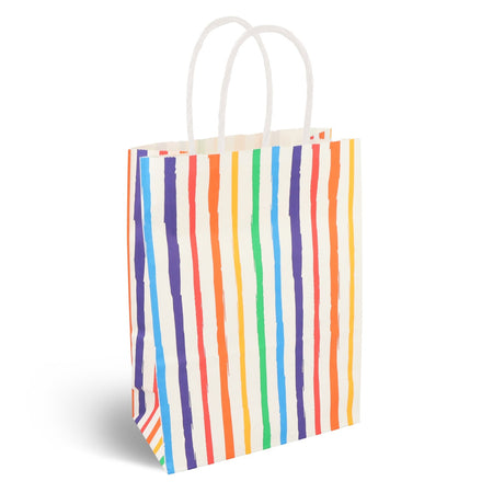 Multicoloured Striped Paper Party Treat Bags - 19cm - Pack of 8
