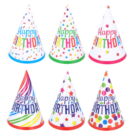 Happy Birthday Party Cone Hats Assorted Designs Each – Party