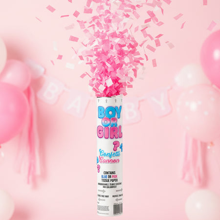 It's A Girl Gender Reveal Pink Paper Confetti Cannon - 20cm - Each