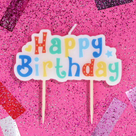 Colourful Happy Birthday Candle - 8cm