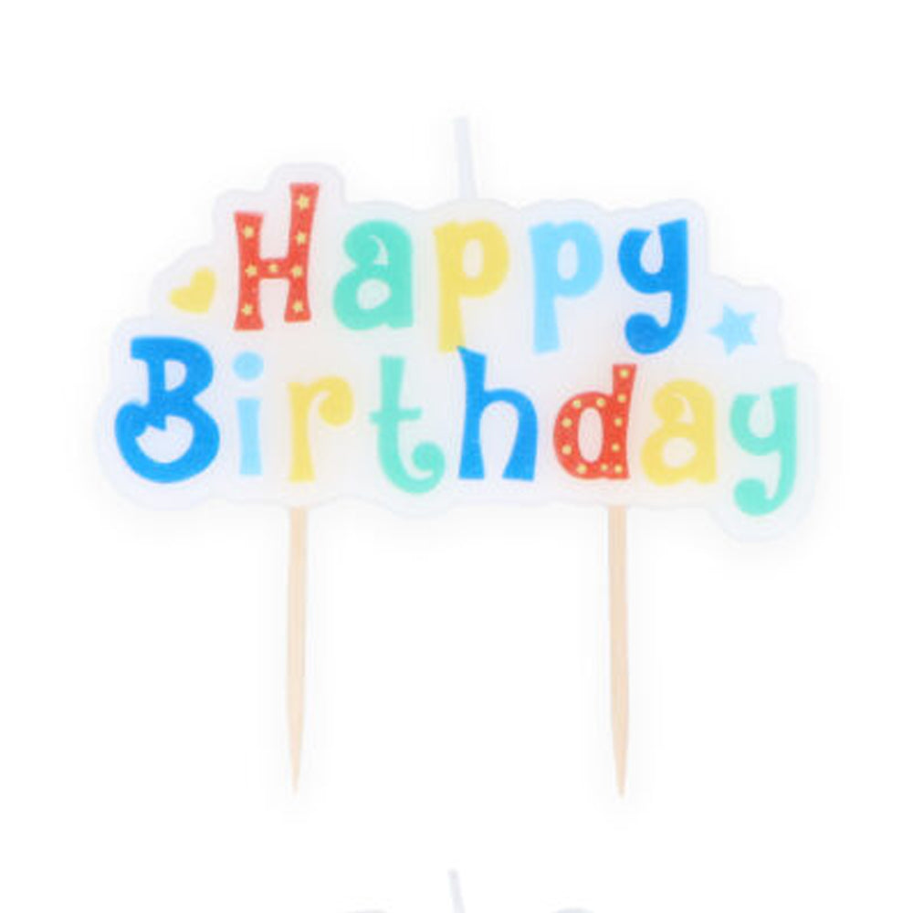 Colourful Happy Birthday Candle - 8cm