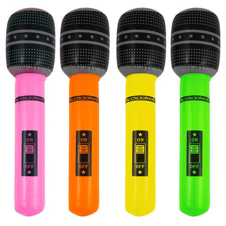Inflatable Microphone - 25cm - Assorted Neon Colours - Each