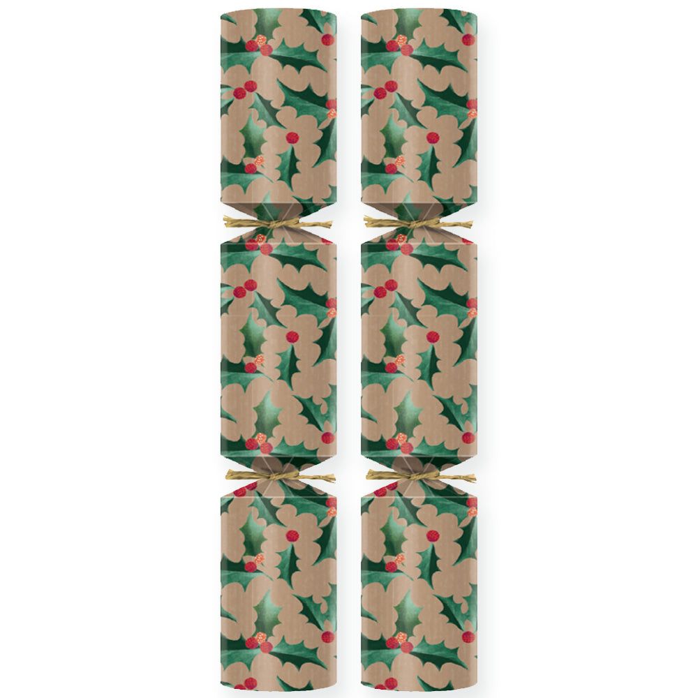 Eco Friendly Christmas Crackers - Kraft Holly - 11" - Plastic Free - Each