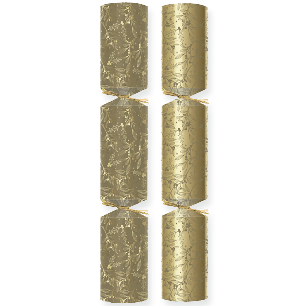Gold Holly and Mistletoe Christmas Crackers - 11" - Plastic Free - Each